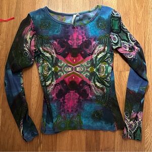 Charlotte Tarantola long sleeve Y2K Vintage Ribbed Top size M